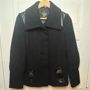 Mackage Wool Coat w/ Leather Accents Size Medium